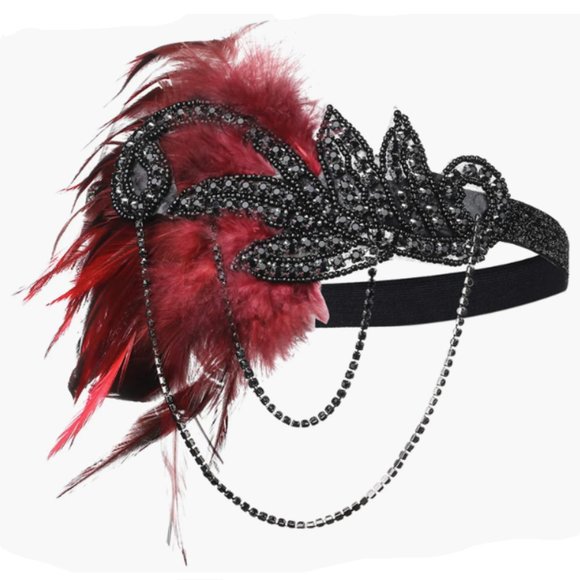 Flapper Dress, V Neck  dress , Gatsvy Dress  and accessories - Picture 3 of 4